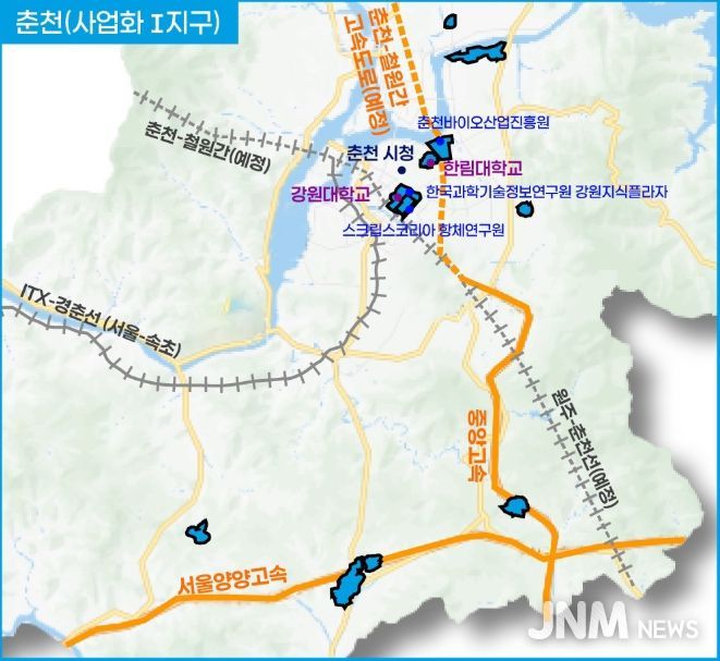 강원연구개발특구 위치도(춘천 사업화 I 지구)