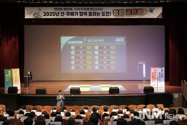 지난 2025년 9월 3일 시청 온누리에서 신상진 성남시장이 성남시 공직자들이 참여하는 도전!청렴 골든벨 행사에서 인사말을 하고 있다