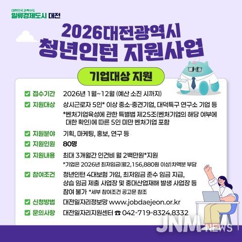 청년인턴 지원사업, 참여할 구직자․기업 찾습니다-기업