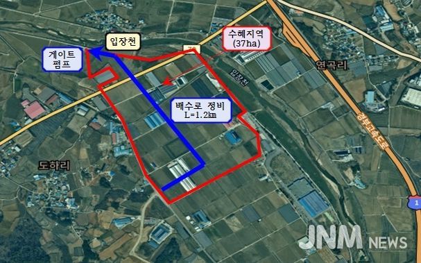 1. 풍세면 남관지구 위치도 및 수혜구역